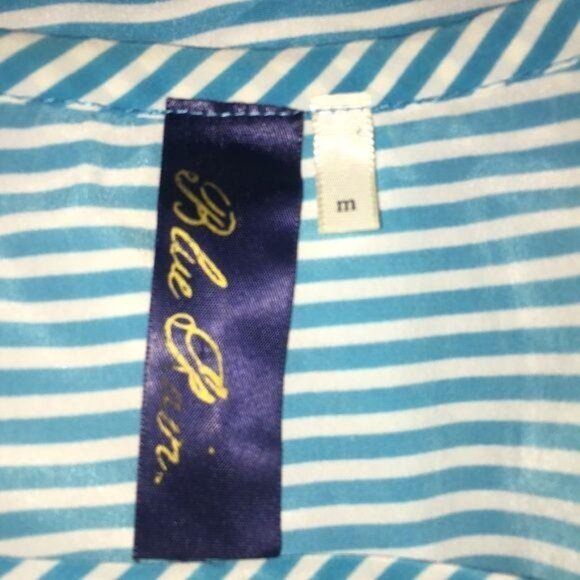 Blue Rain Cap Sleeve Blouse Size M - Picture 4 of 5